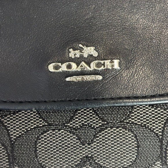 Coach Slim Wallet trifold Checkbook Black Signature Monogram - Picture 8 of 8